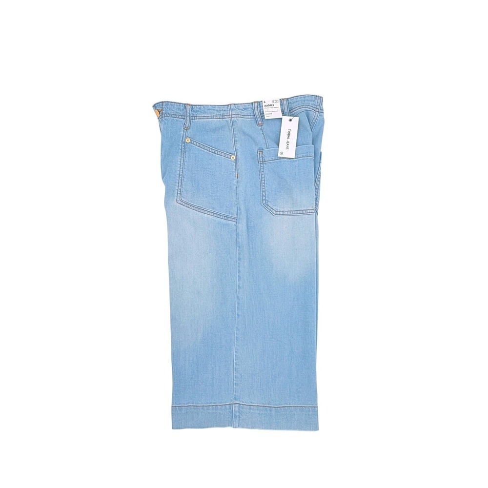 Tribal Jeans Audrey Palazzo Capri Light Wash Casual Denim Pants Women's 6 NWT‎